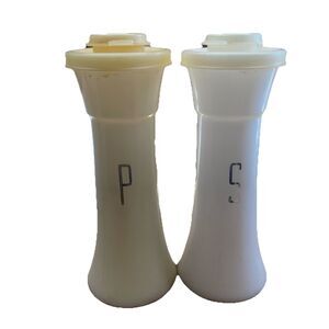 Vintage Tupperware Hourglass Salt & Pepper Shakers 6" White  718